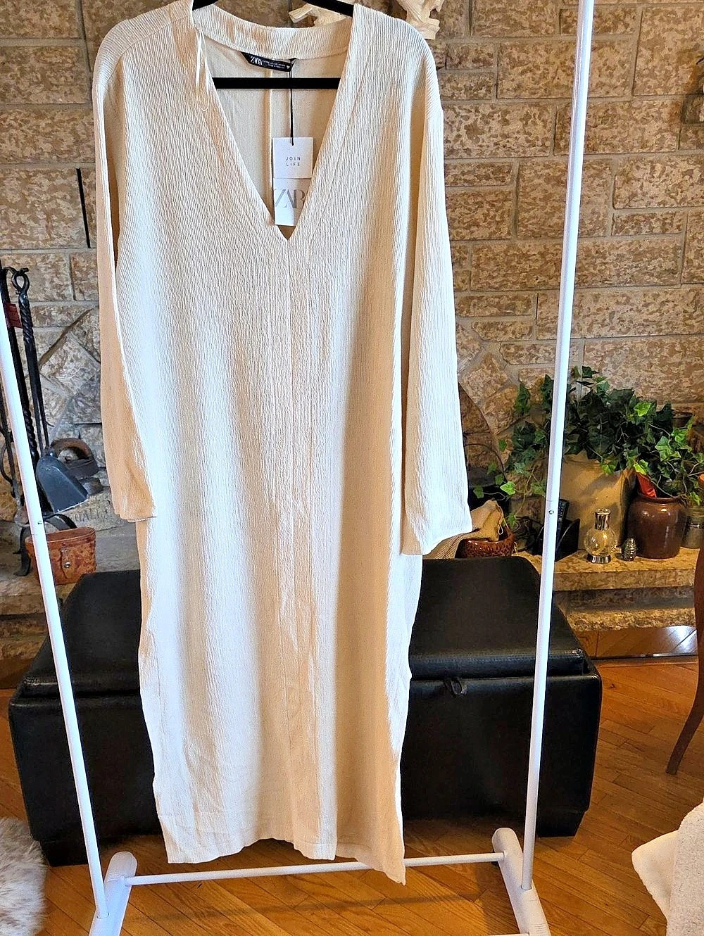 Zara Join Life textured maxi dress Maxi Dress in White Size XXL NWT